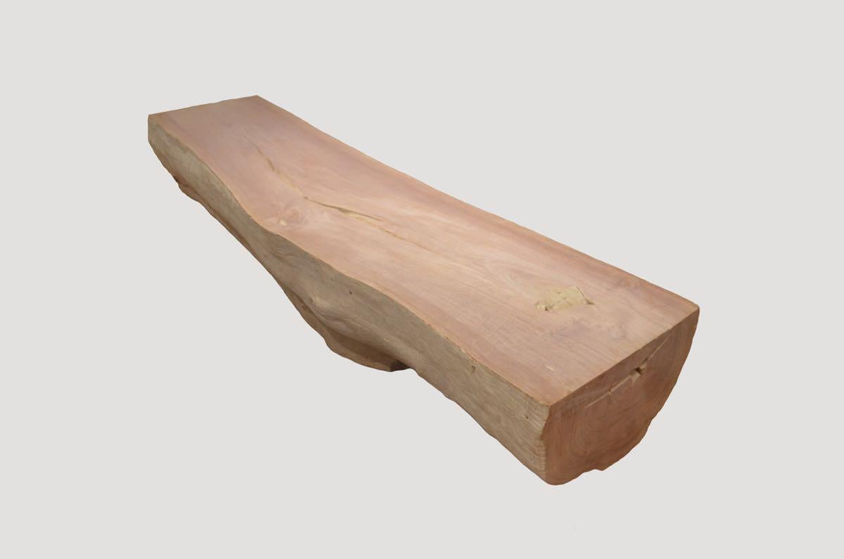 Andrianna Shamaris Single Teak Wood Log Bench or Coffee Table In Excellent Condition For Sale In New York, NY