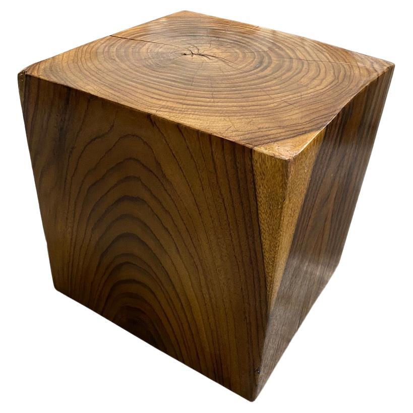 Andrianna Shamaris Sono Wood Cube Side Table For Sale