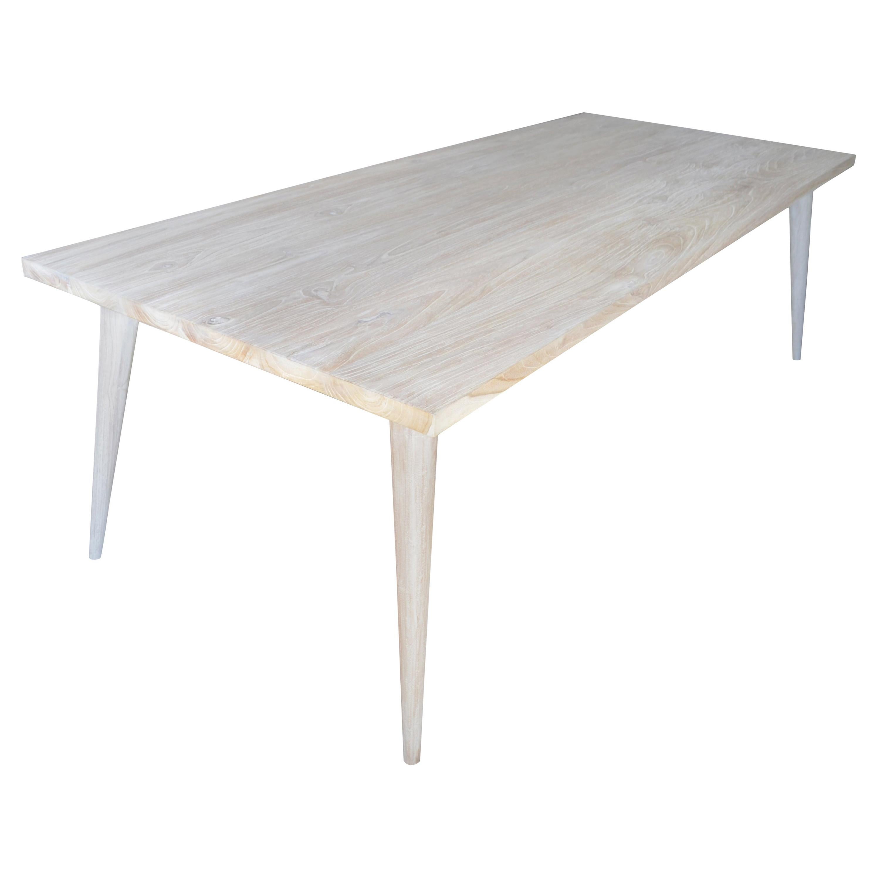 Andrianna Shamaris St. Bart White Washed Teak Wood Dining Table For Sale