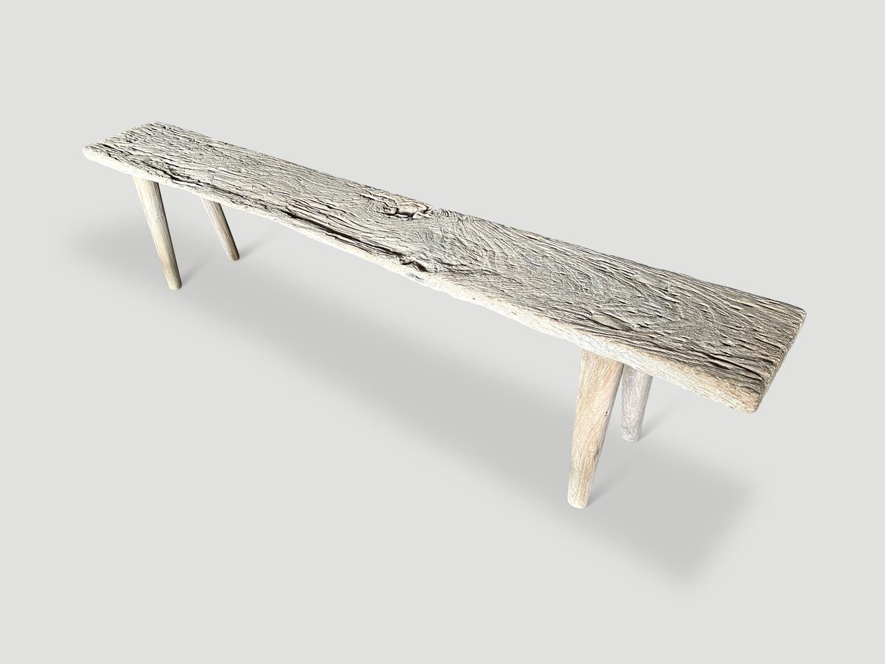 Rustic Andrianna Shamaris St. Barts Antique Teak Wood Bench