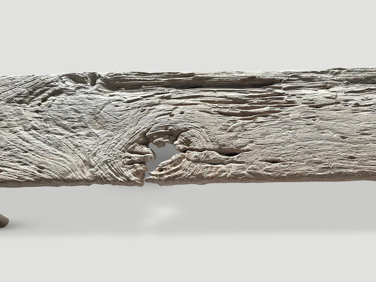 Andrianna Shamaris St. Barts Antique Teak Wood Bench In Excellent Condition In New York, NY