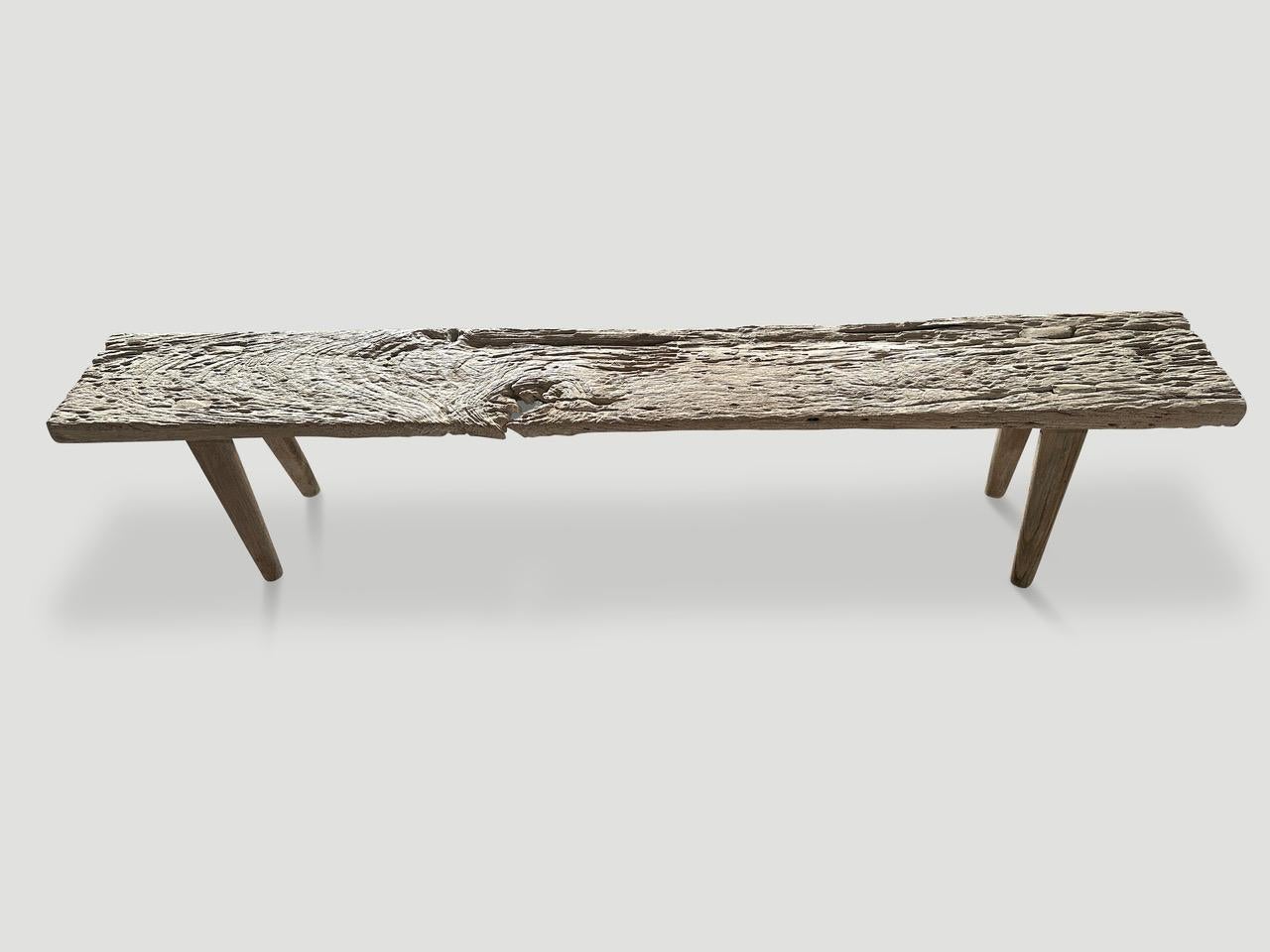 Mid-20th Century Andrianna Shamaris St. Barts Antique Teak Wood Bench For Sale