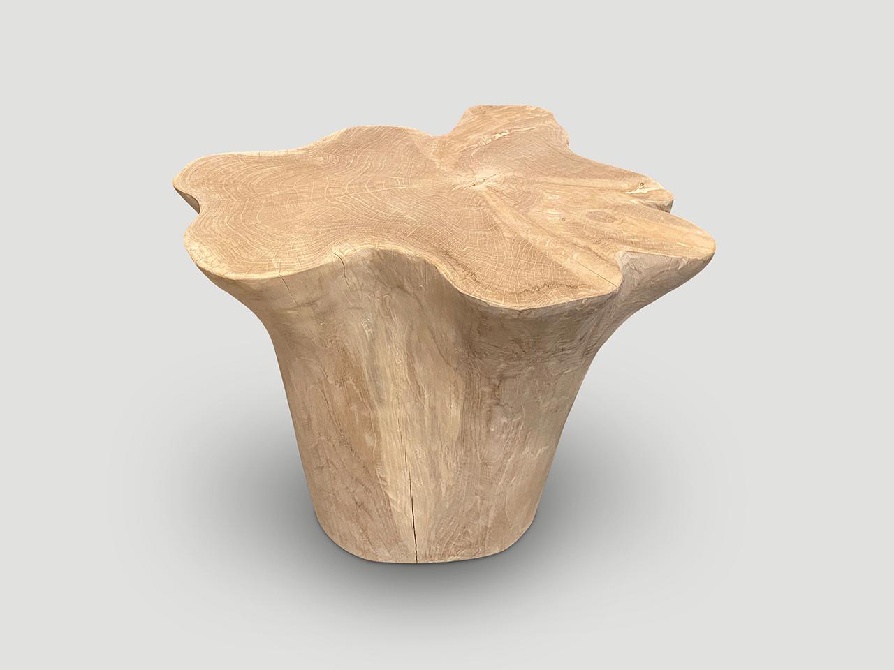 Andrianna Shamaris St. Barts Bleached Teak Side Table or Pedestal In Excellent Condition For Sale In New York, NY