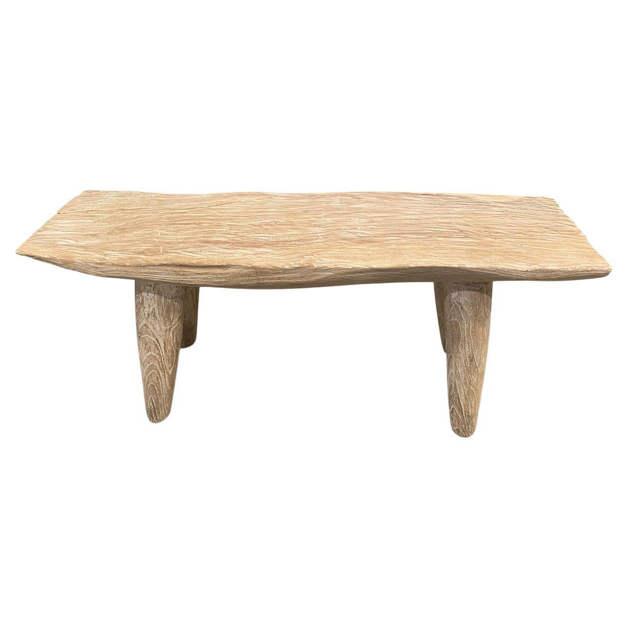 Andrianna Shamaris St. Barts Bleached Teak Wood Bench For Sale