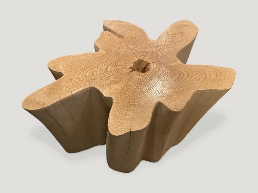 Amorphous reclaimed bleached teak coffee table. A slight graduation from the bottom to the top. We have added a light shellack to the top for a contrast and for added protection.

The St. Barts collection features an exciting new line of organic