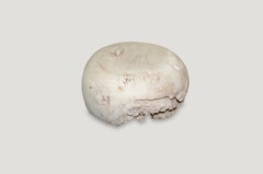 Andrianna Shamaris Drum Coffee Table, Bleached Reclaimed Teak Wood, Organic