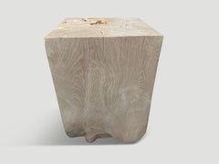 Andrianna Shamaris St. Barts Bleached Teak Wood Side Table