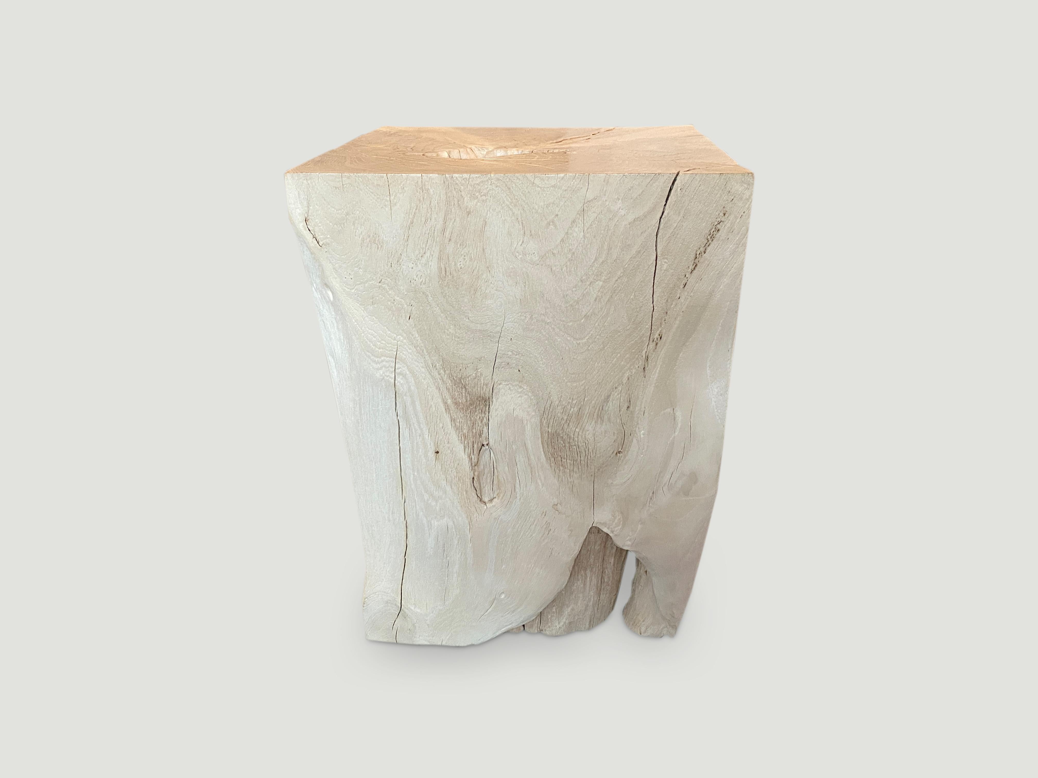 Organic Modern Andrianna Shamaris St. Barts Bleached Teak Wood Side Table