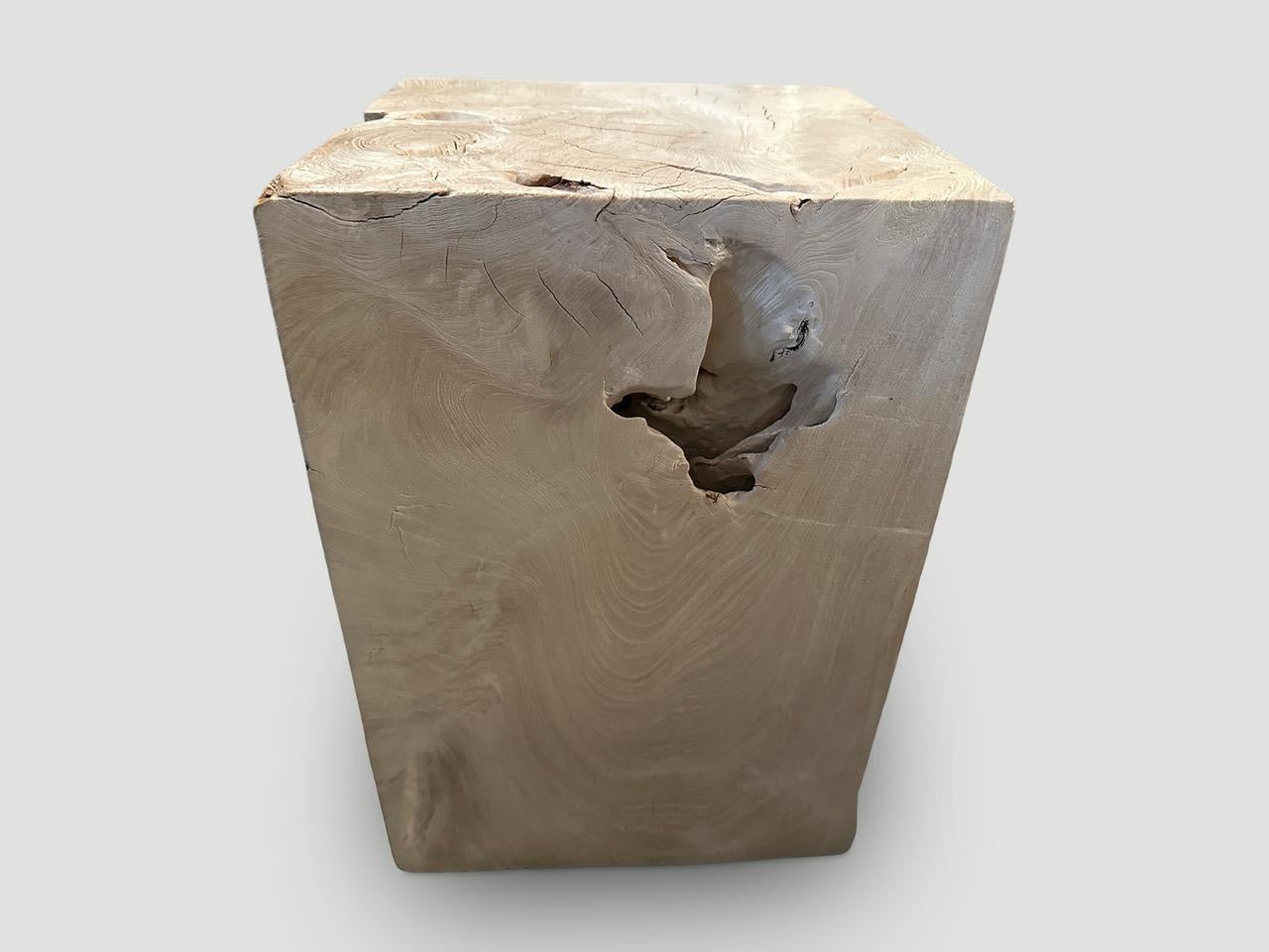 Andrianna Shamaris St. Barts Bleached Teak Wood Side Table In Excellent Condition In New York, NY