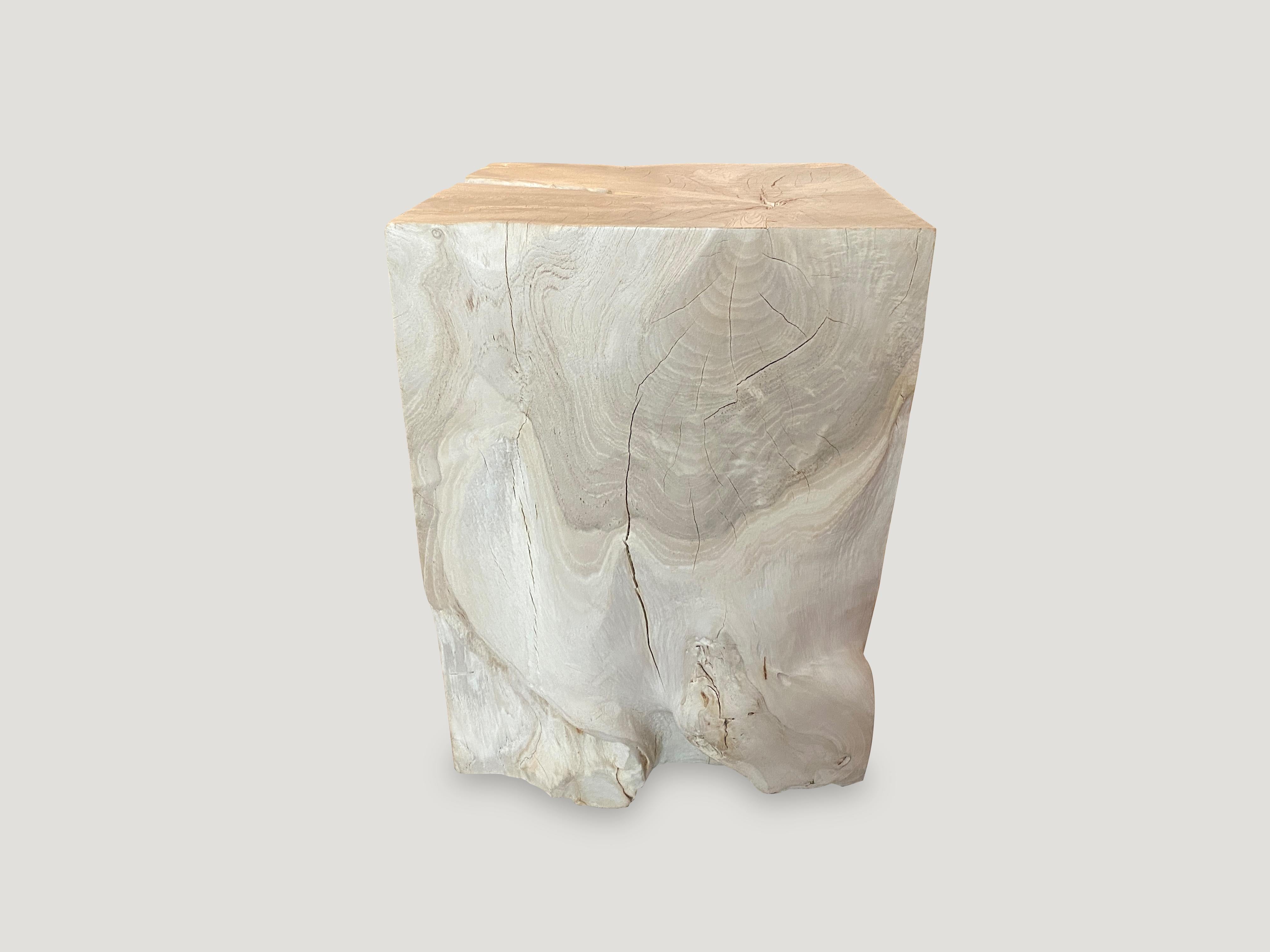 Contemporary Andrianna Shamaris St. Barts Bleached Teak Wood Side Table