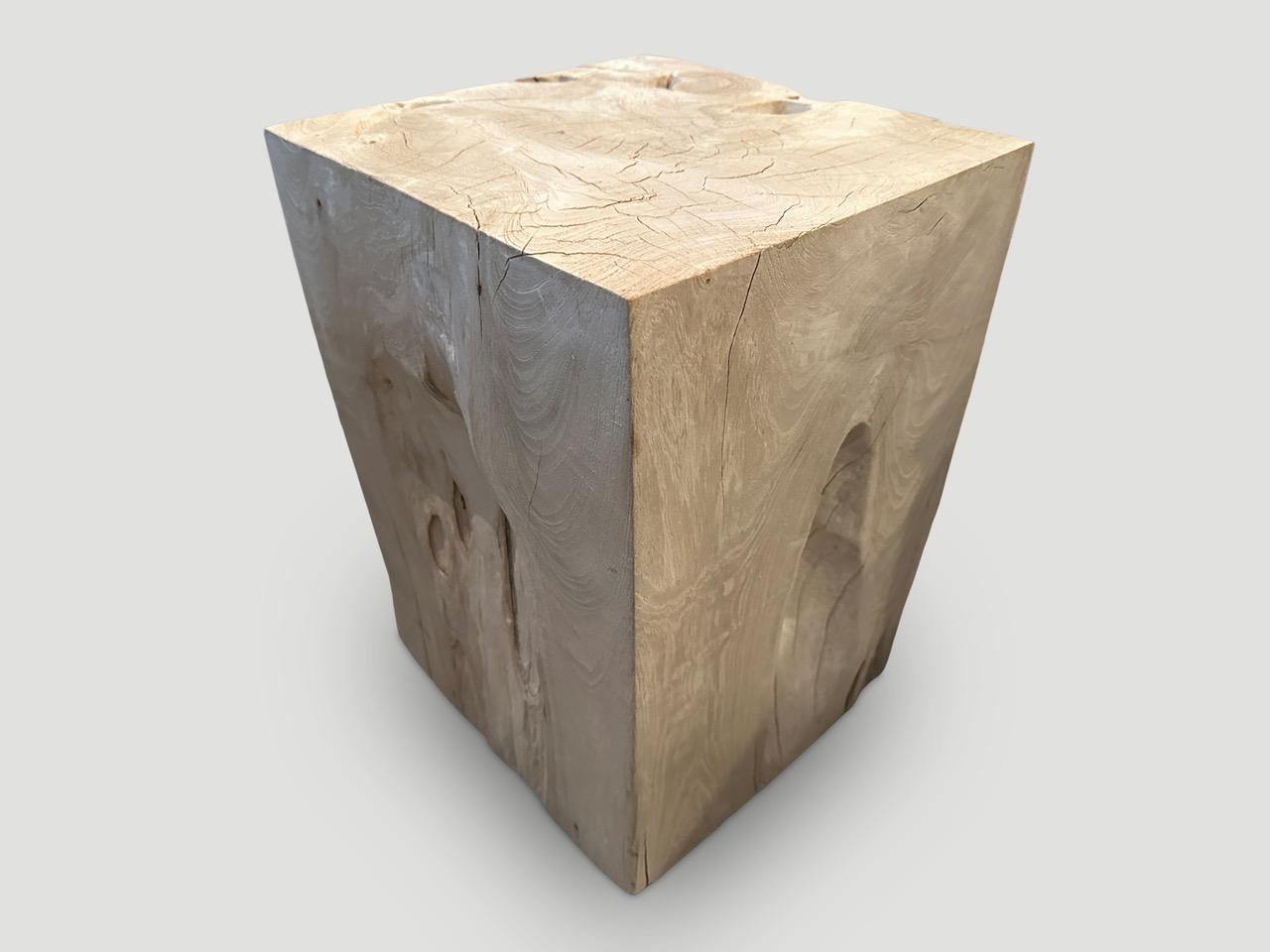 Contemporary Andrianna Shamaris St. Barts Bleached Teak Wood Side Table