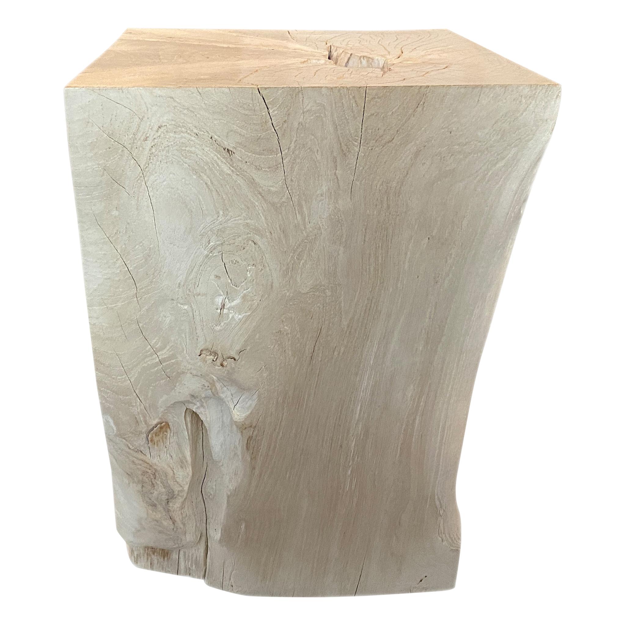 Andrianna Shamaris St. Barts Bleached Teak Wood Side Table