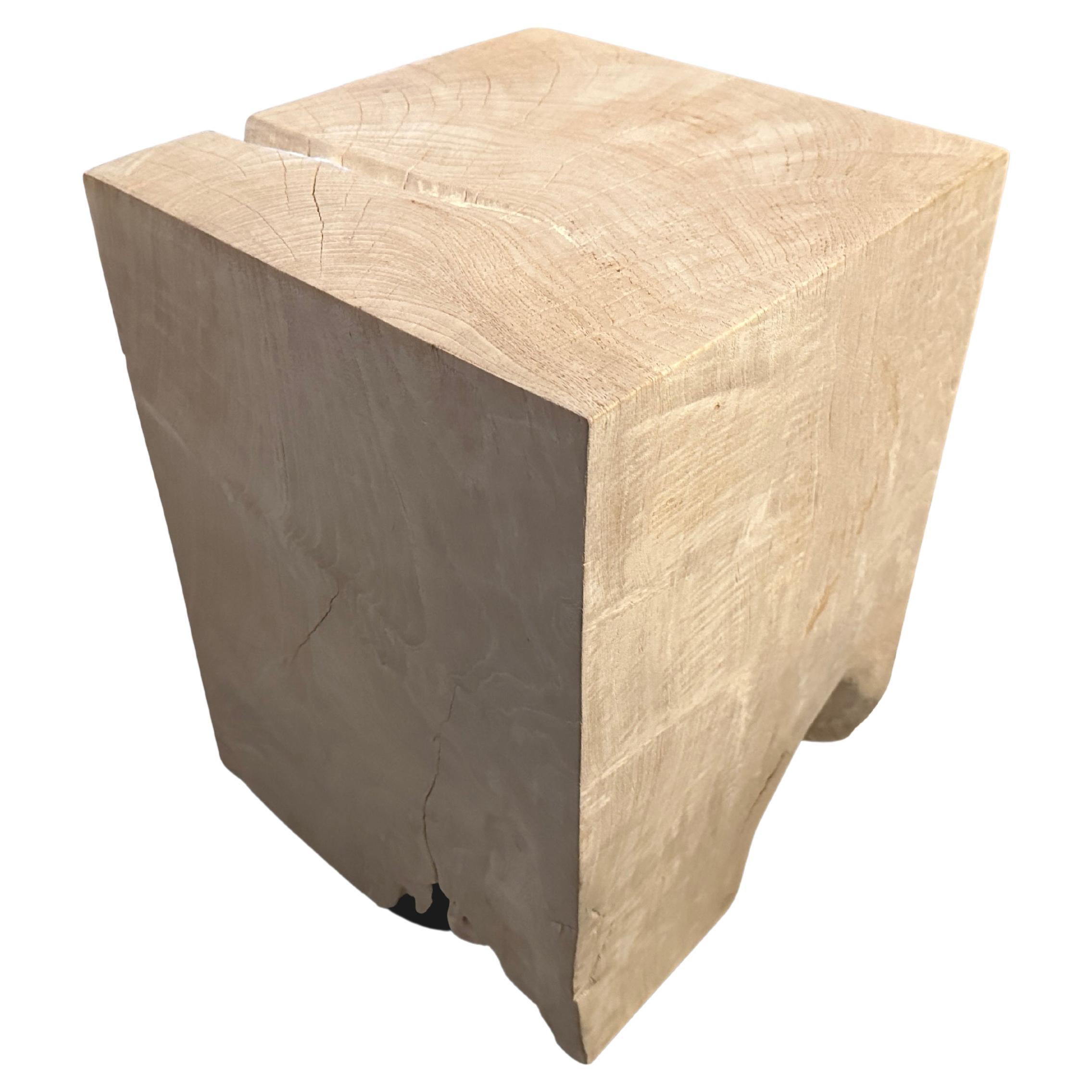 Andrianna Shamaris St. Barts Bleached Teak Wood Side Table For Sale
