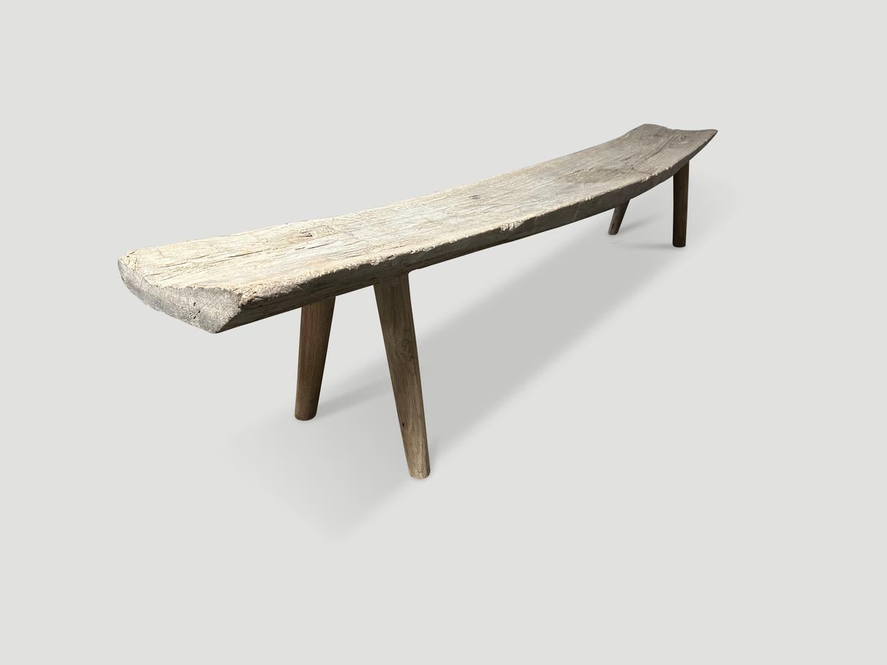 Andrianna Shamaris St. Barts Long Teak Wood Bench  In Excellent Condition For Sale In New York, NY