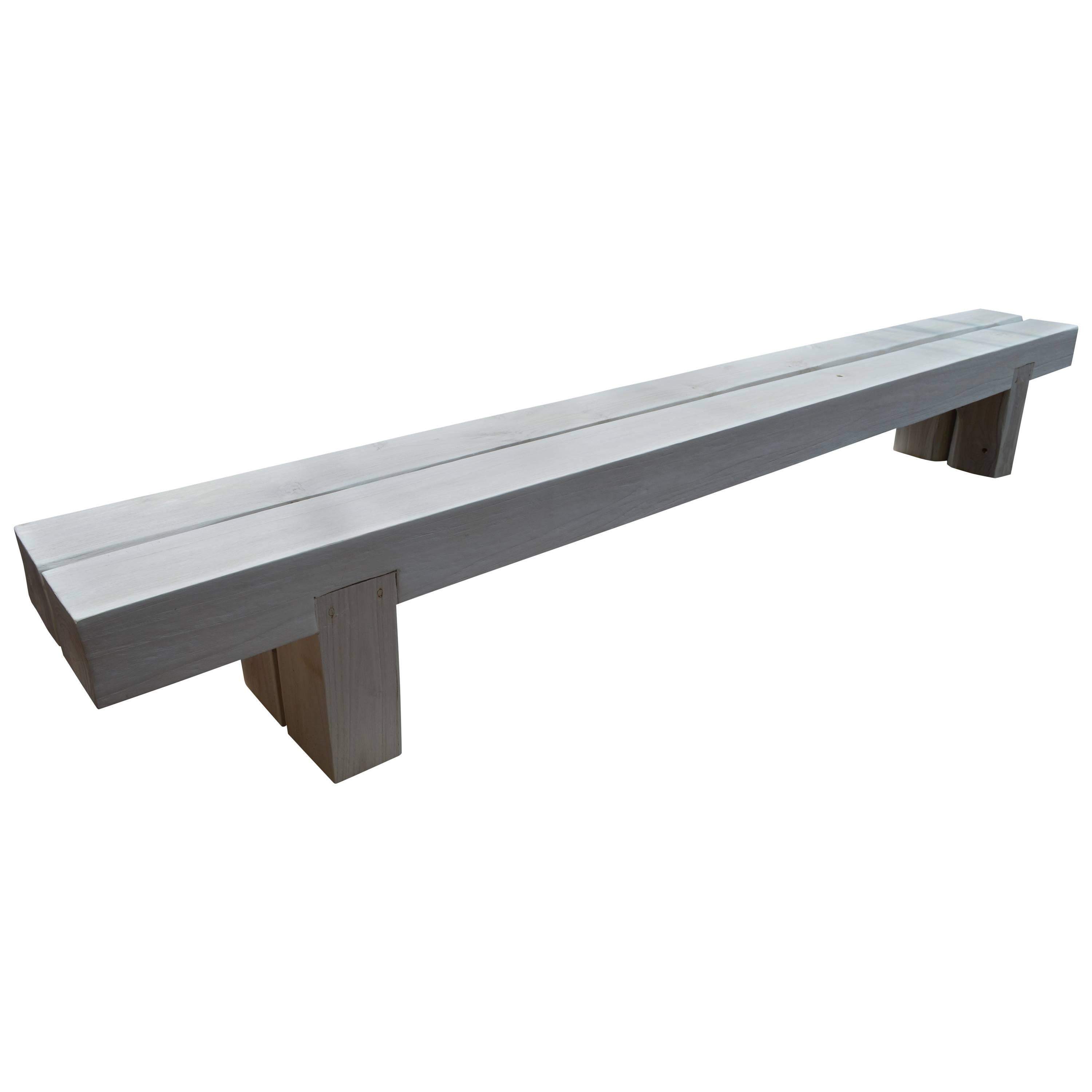 Andrianna Shamaris St. Barts Long Teak Wood Log Bench