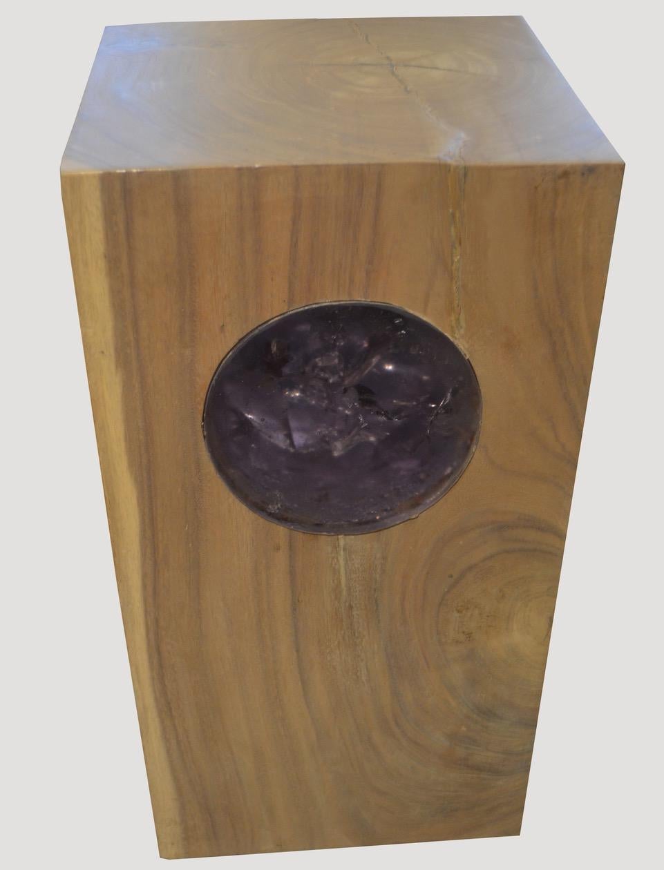 Organic Modern Andrianna Shamaris St. Barts Suar Wood Pedestal with Resin For Sale