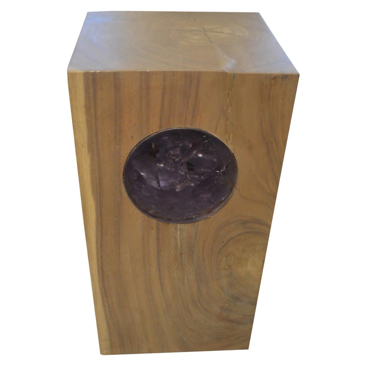 Andrianna Shamaris St. Barts Suar Wood Pedestal with Resin For Sale