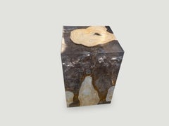 Andrianna Shamaris St. Barts Teak Wood and Resin Side Table