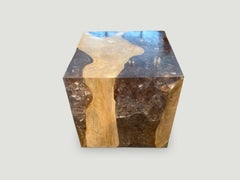 Andrianna Shamaris St. Barts Teak Wood and Resin Side Table