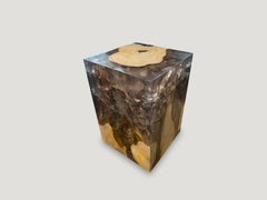Andrianna Shamaris St. Barts Teak Wood and Resin Side Table