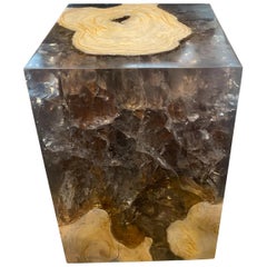 Andrianna Shamaris St. Barts Teak Wood and Resin Side Table