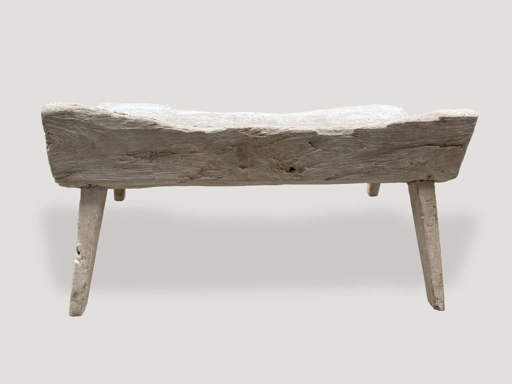 Andrianna Shamaris St. Barts Teak Wood Bench In Excellent Condition For Sale In New York, NY