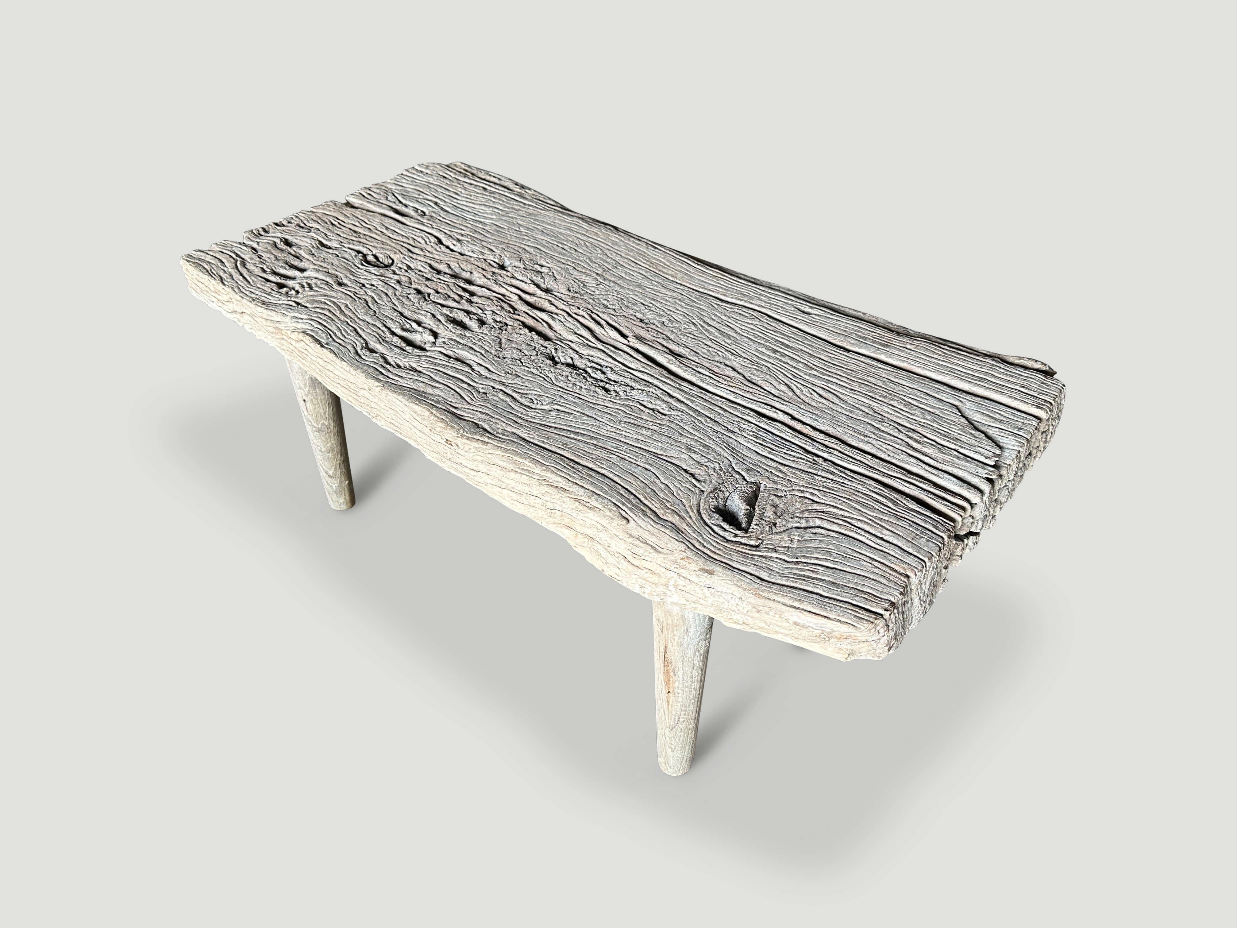 Organic Modern Andrianna Shamaris St. Barts Teak Wood Coffee Table or Bench For Sale