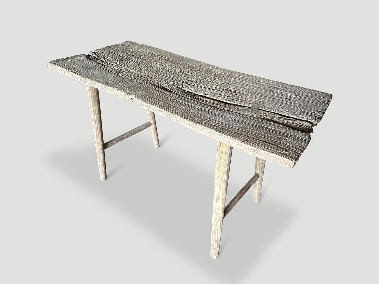 Andrianna Shamaris St. Barts Teak Wood Console Table For Sale 4