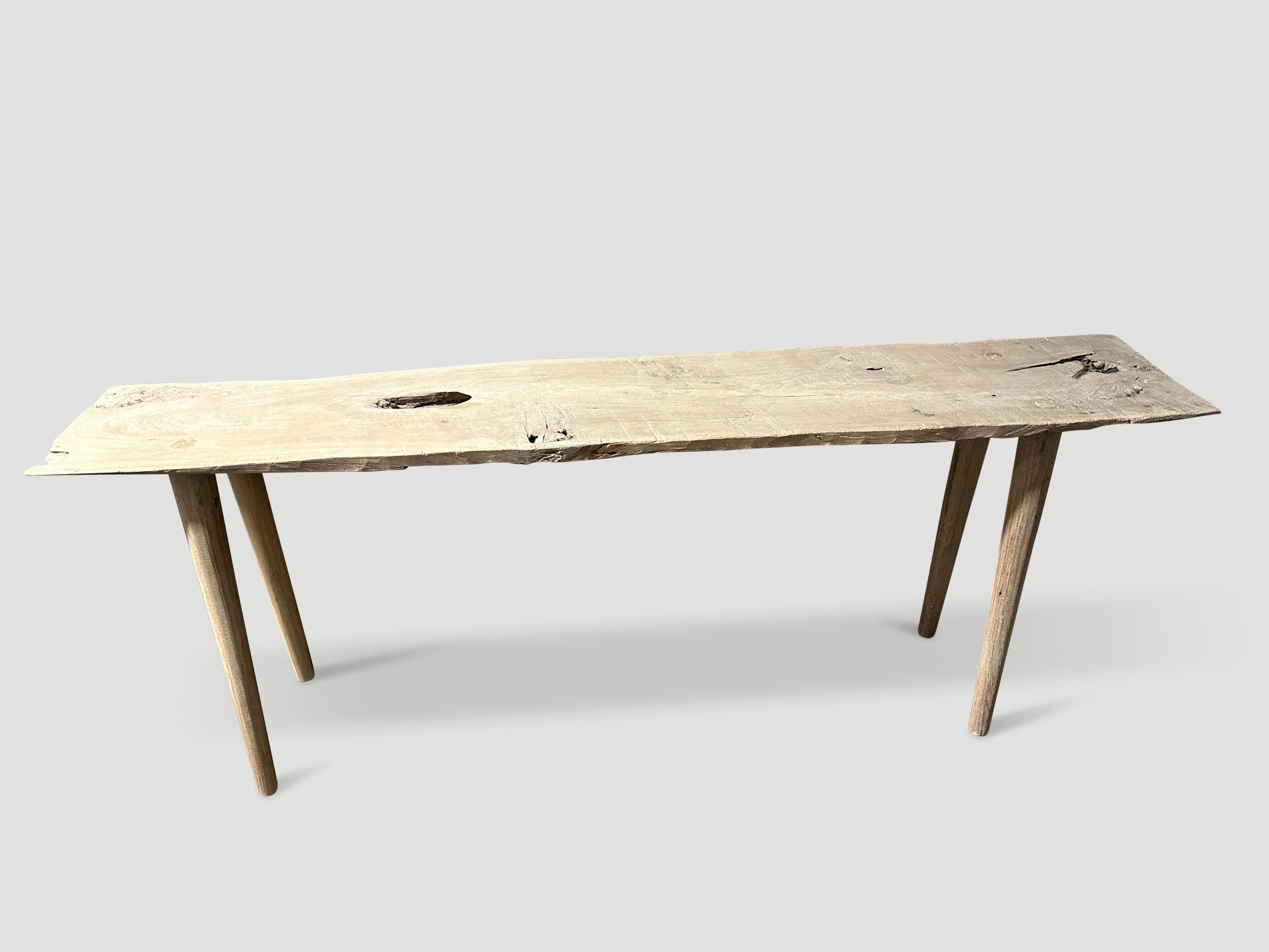 Organic Modern Andrianna Shamaris St. Barts Teak Wood Console Table For Sale