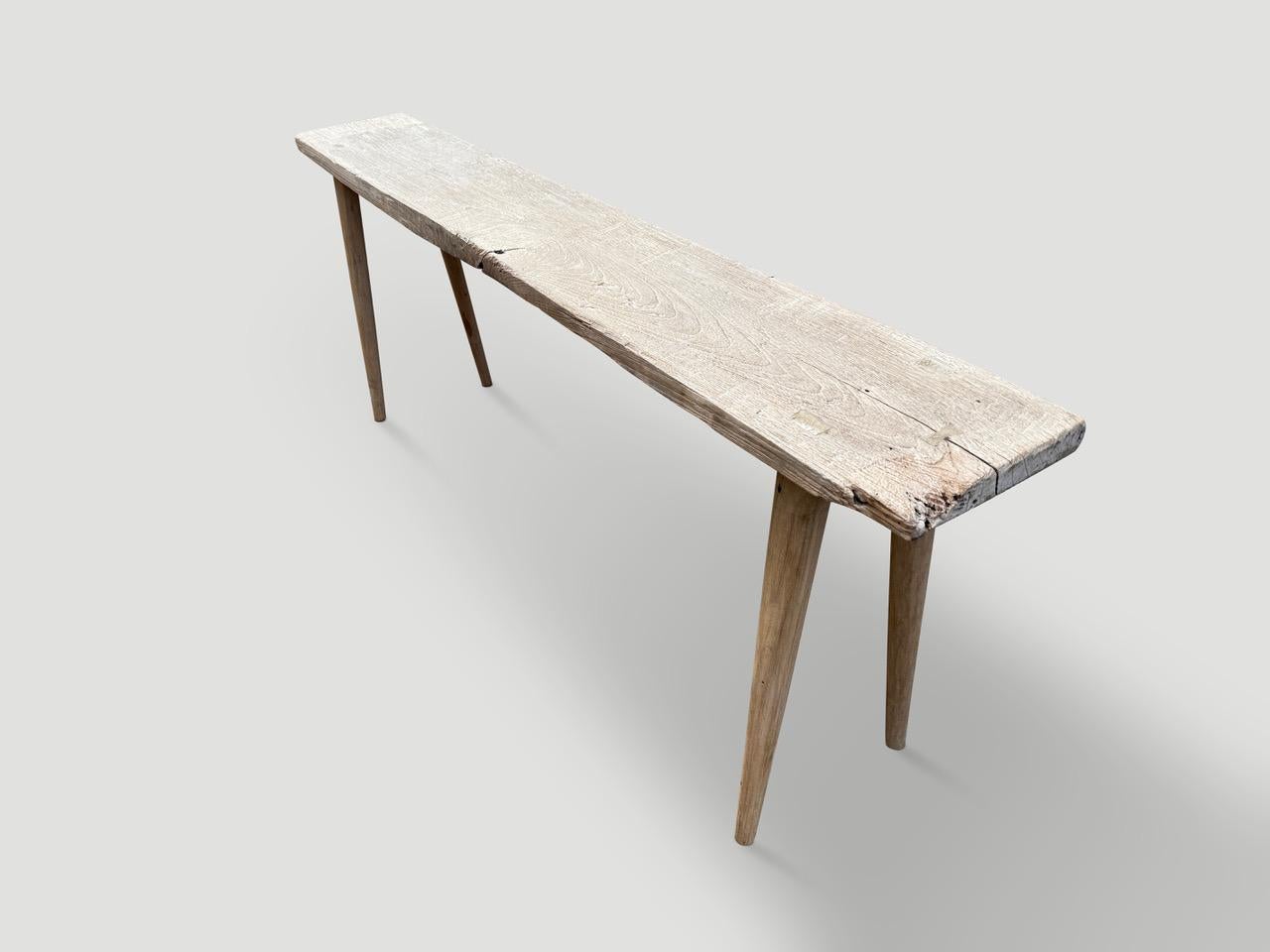 Organic Modern Andrianna Shamaris St. Barts Teak Wood Console Table For Sale