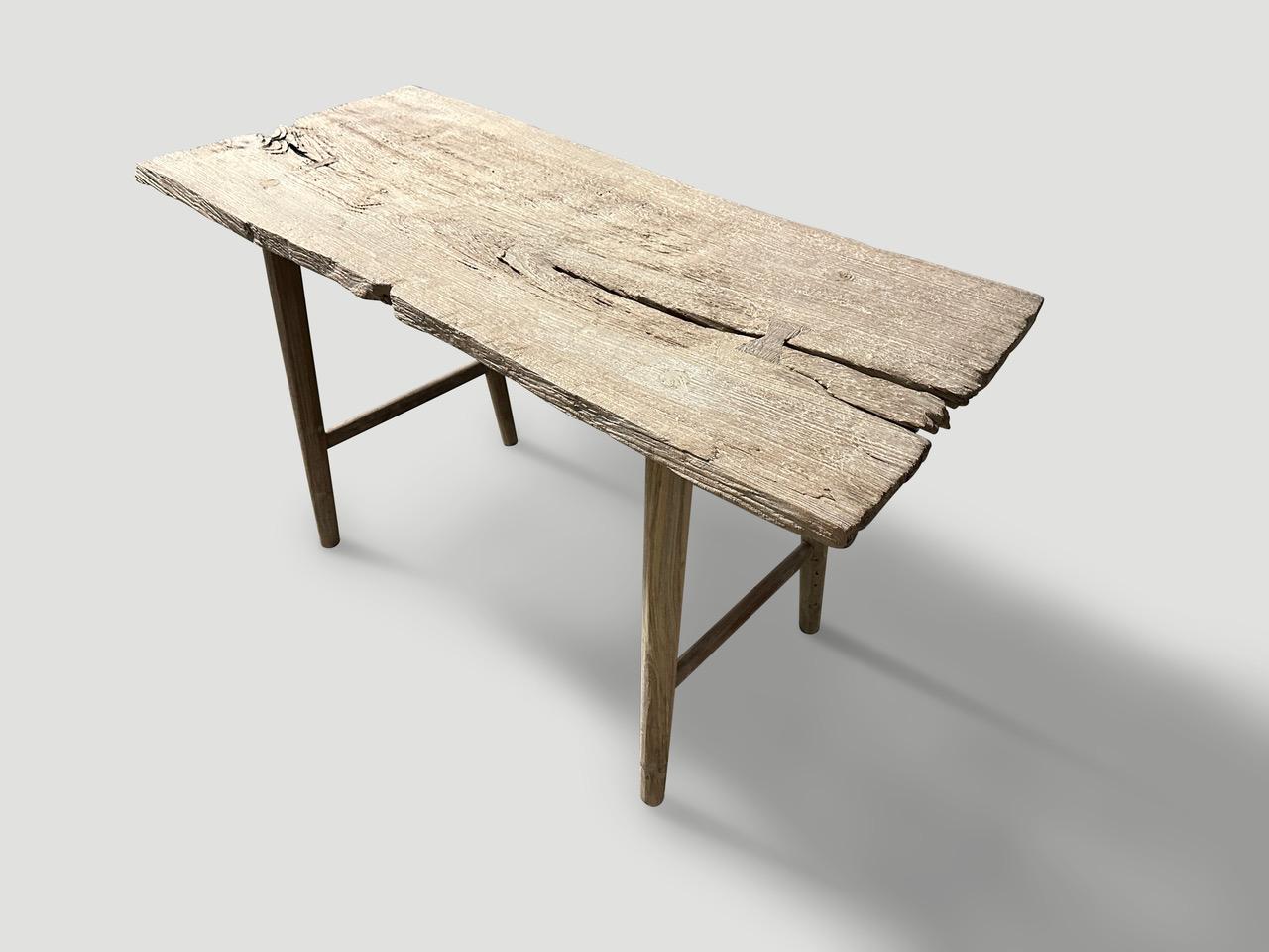 Contemporary Andrianna Shamaris St. Barts Teak Wood Console Table For Sale