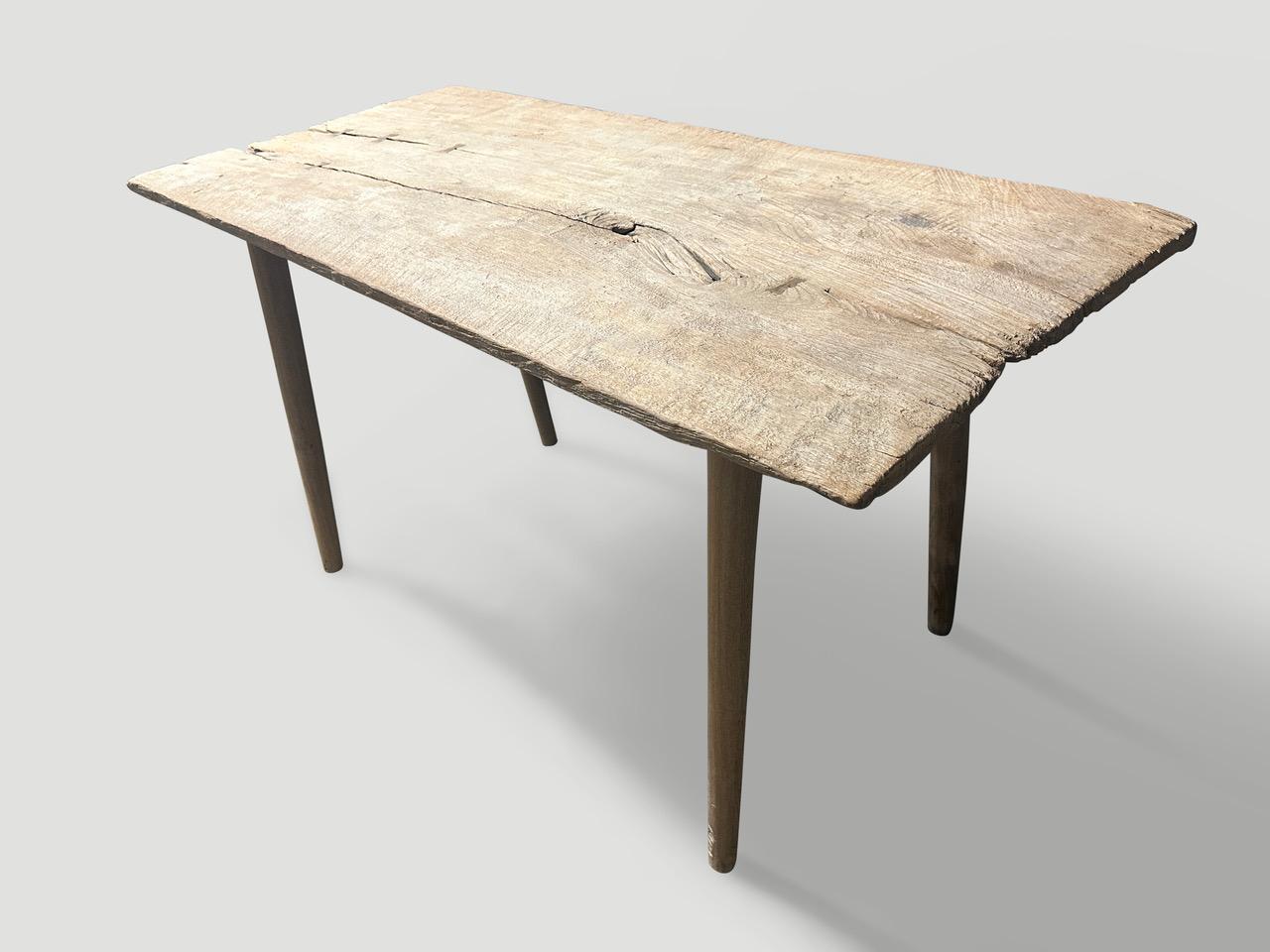 Organic Modern Andrianna Shamaris St. Barts Teak Wood Console Table or Desk For Sale