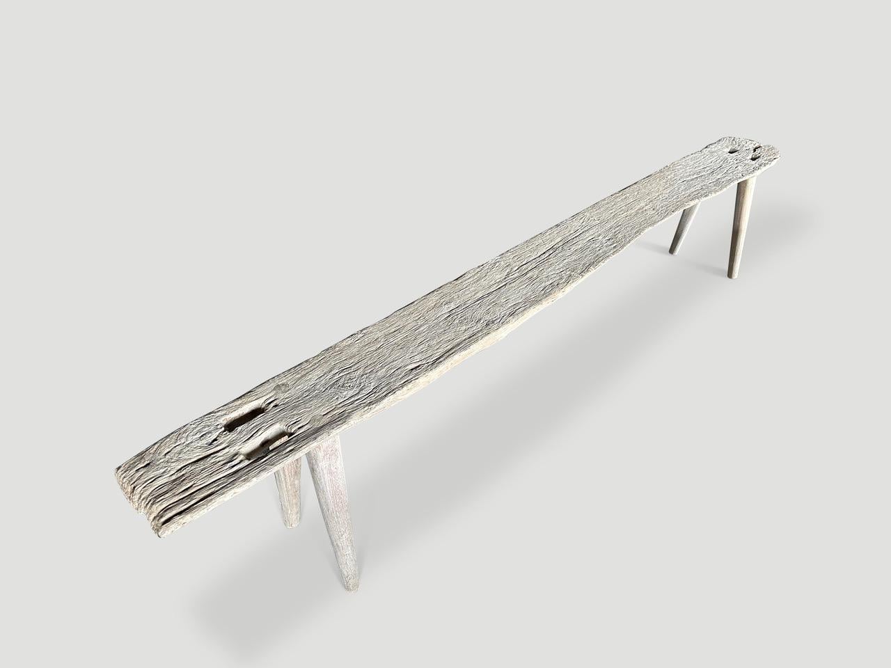 Organique Banc long Andrianna Shamaris St. Barts en bois de teck en vente