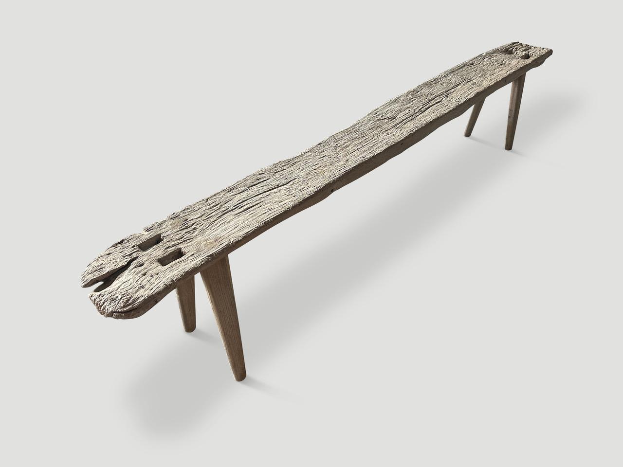 Banc long Andrianna Shamaris St. Barts en bois de teck Bon état - En vente à New York, NY