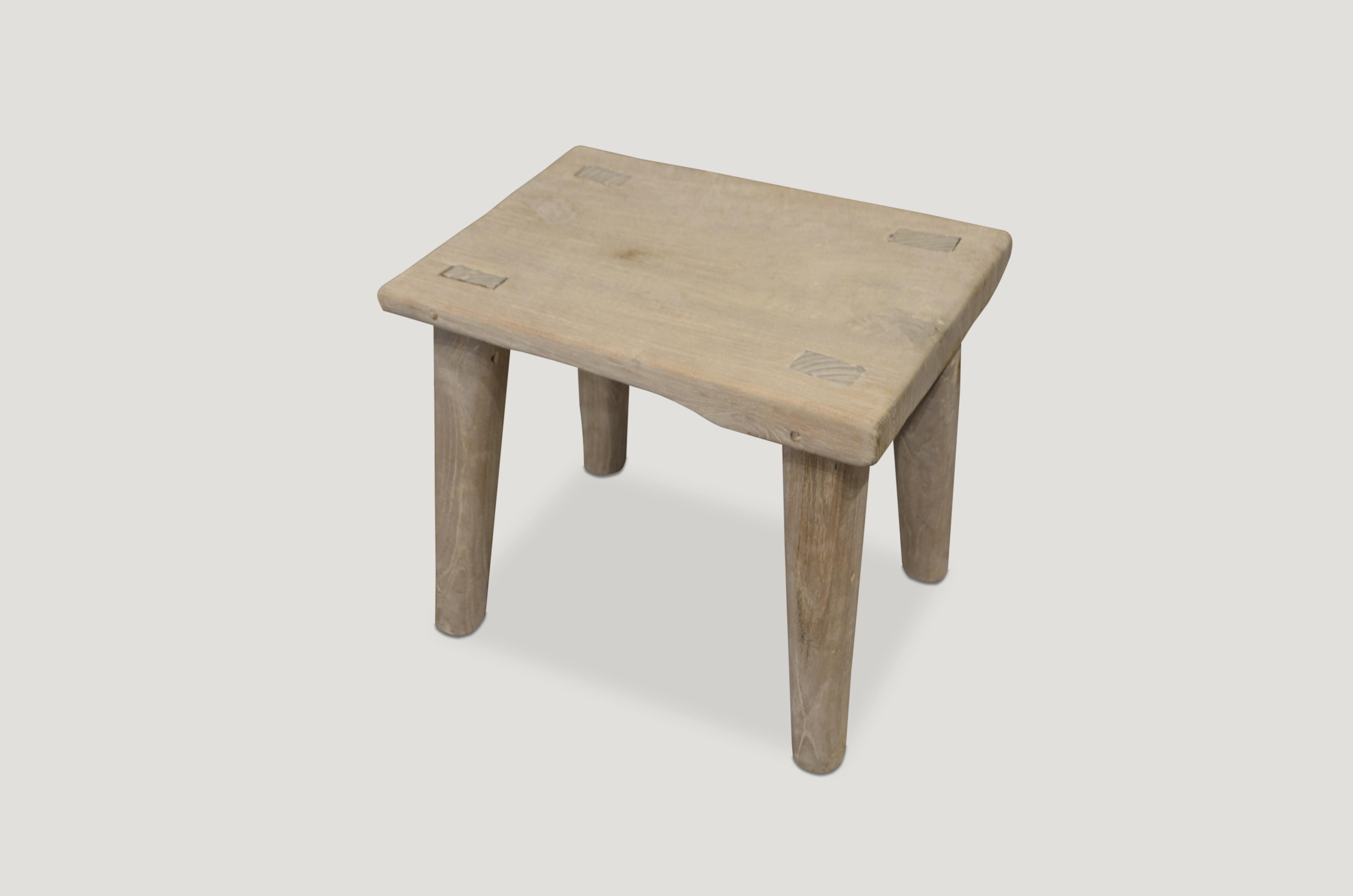 Andrianna Shamaris St. Barts Teak Wood Side Table or Stool In Excellent Condition In New York, NY