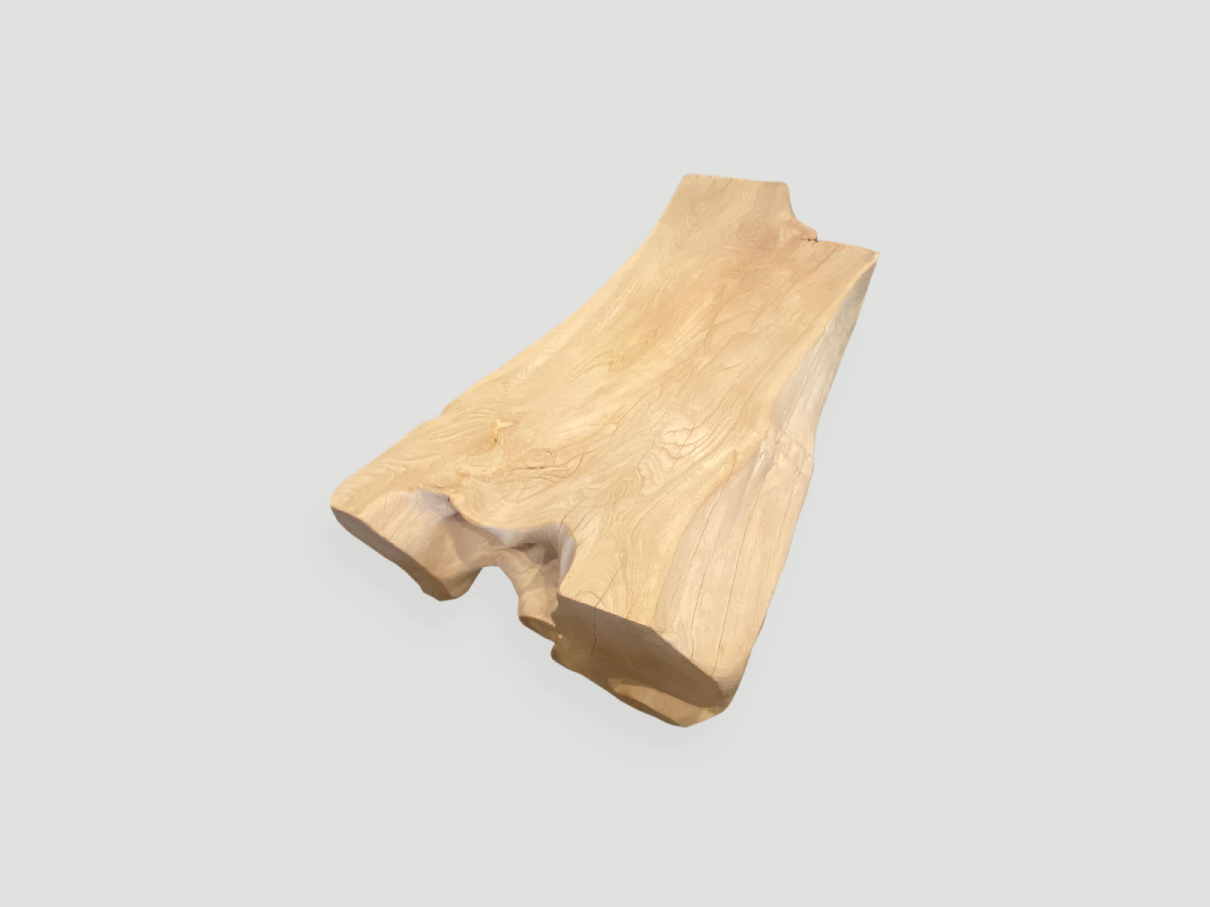 Organic Modern Andrianna Shamaris Style Barts Organic Teak Wood Coffee Table or Bench For Sale