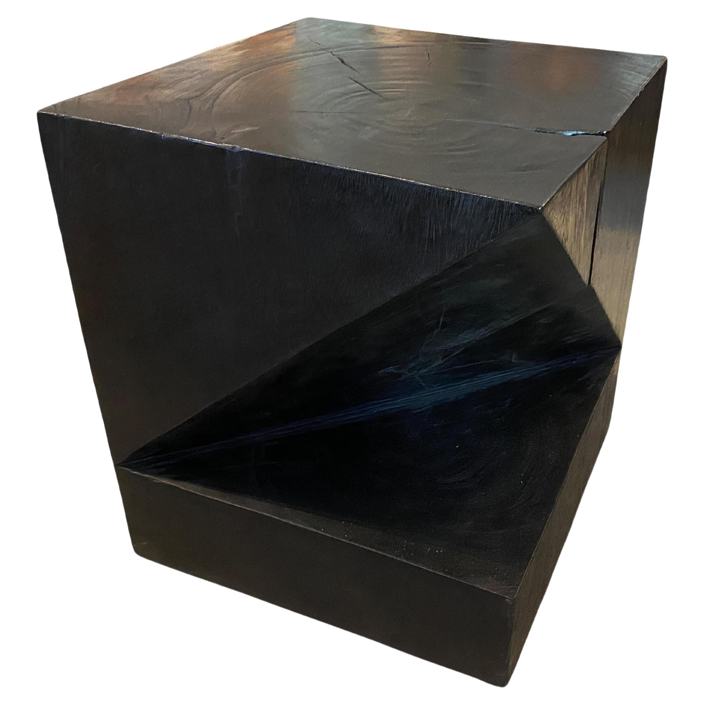 Andrianna Shamaris Minimalist Charred Suar Wood Side Table at 1stDibs