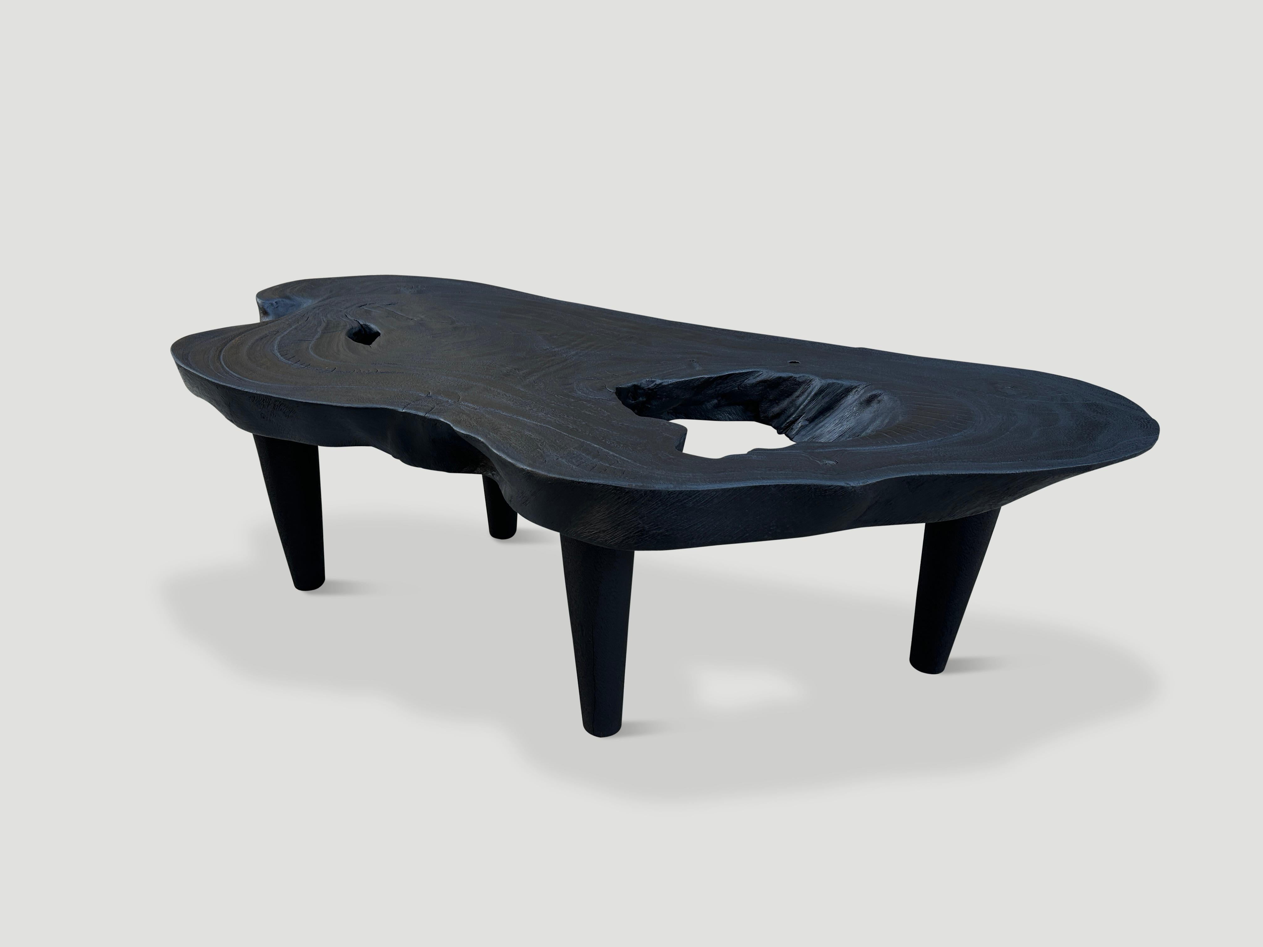 Andrianna Shamaris Suar Wood Minimalist Charred Coffee Table  In Excellent Condition For Sale In New York, NY