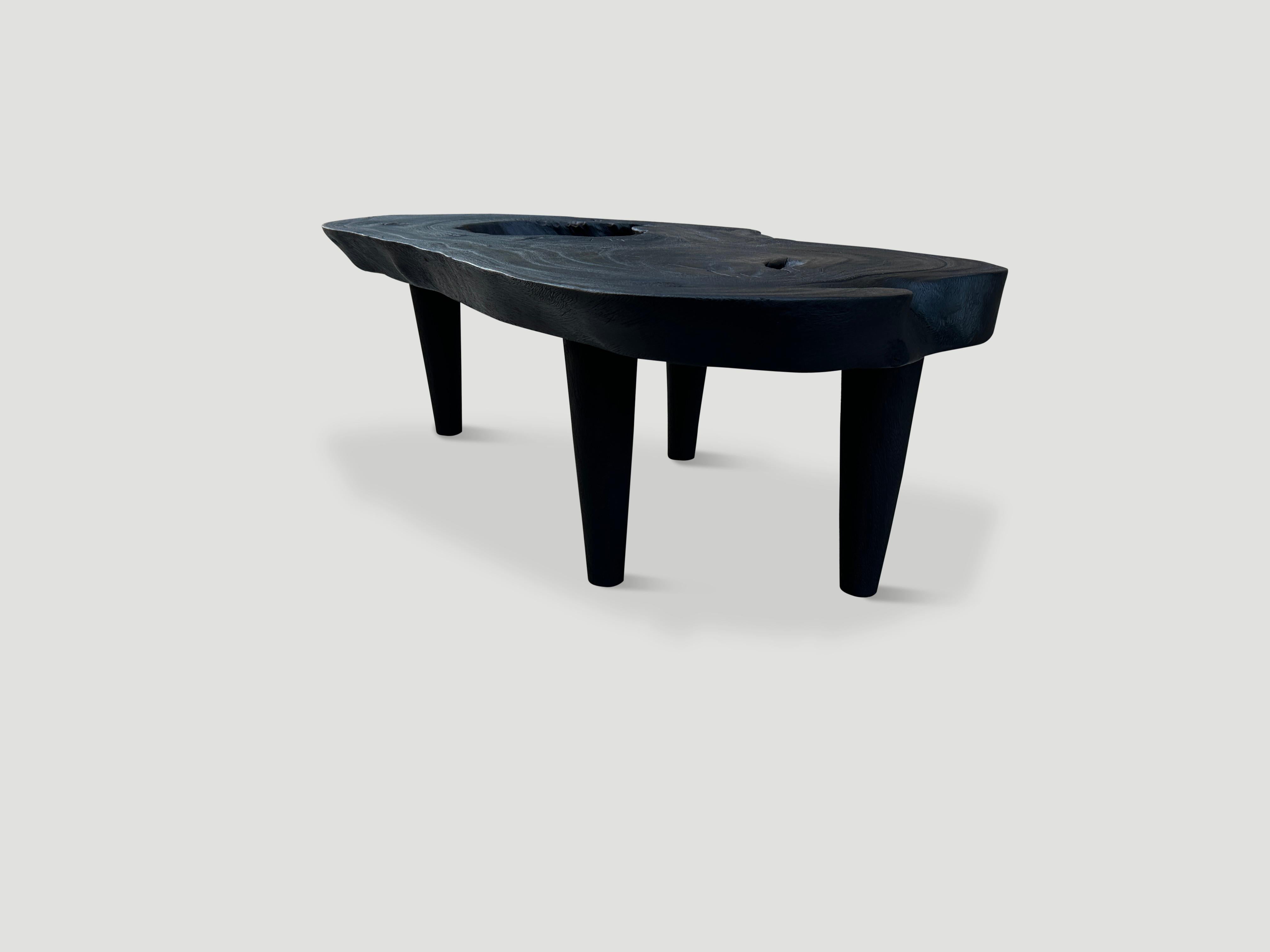 Andrianna Shamaris Suar Wood Minimalist Charred Coffee Table  In Excellent Condition For Sale In New York, NY