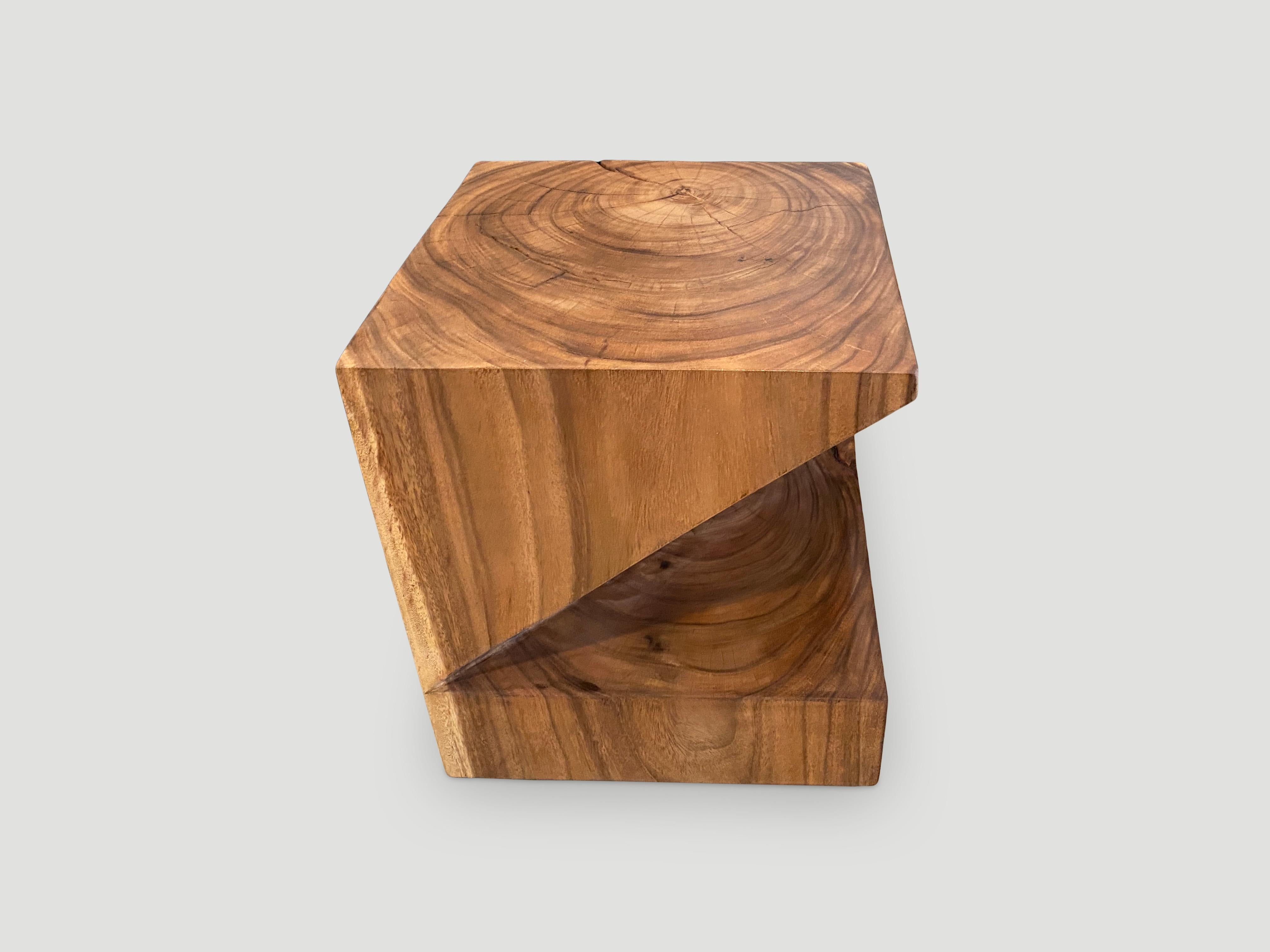 Organic Modern Andrianna Shamaris Suar Wood Origami Side Table For Sale