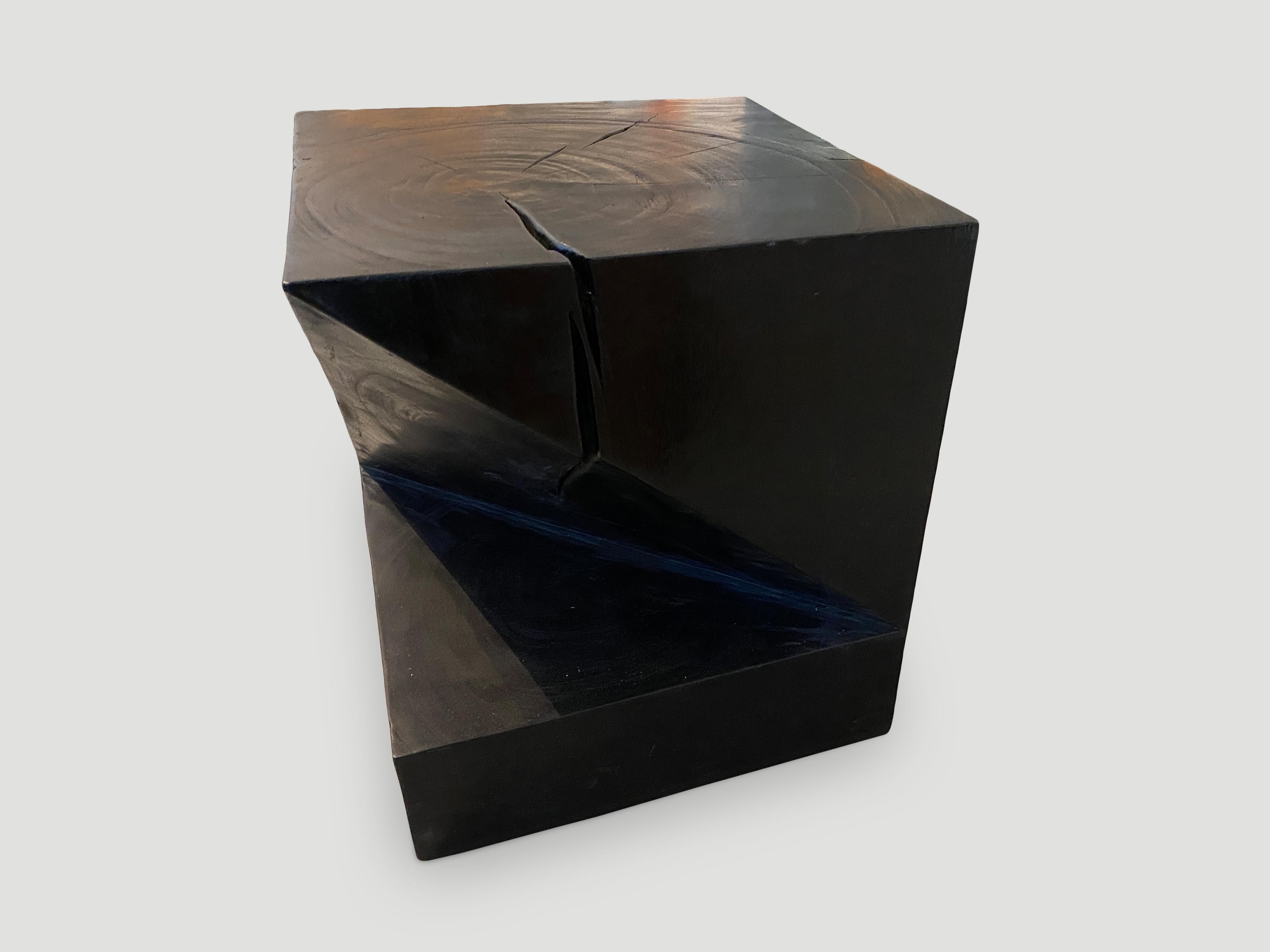 Andrianna Shamaris Suar Wood Origami Side Table In Excellent Condition In New York, NY