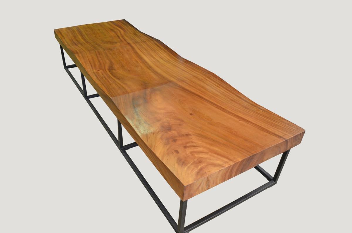 Indonesian Andrianna Shamaris Suar Wood Wave Bench For Sale