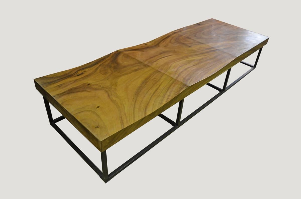 Andrianna Shamaris Suar Wood Wave Bench In Excellent Condition For Sale In New York, NY