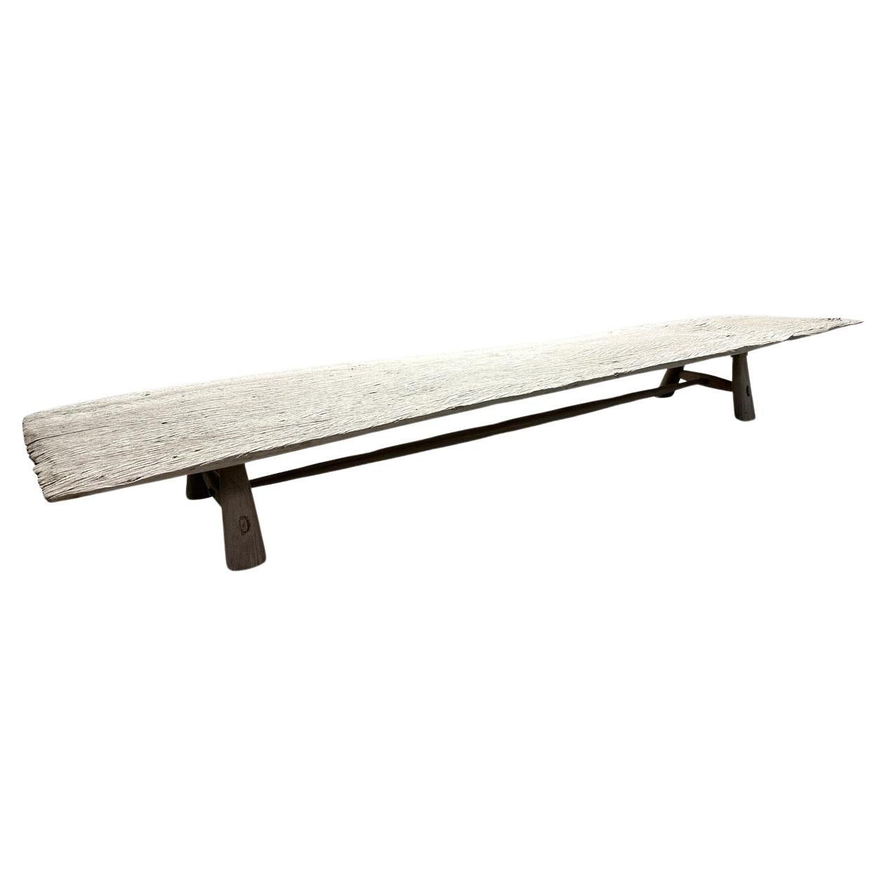 Andrianna Shamaris Super Rare Monumental Teak Wood Bench For Sale