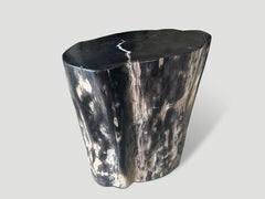 Andrianna Shamaris Super Smooth Black and White Tall Side Table or Pedestal