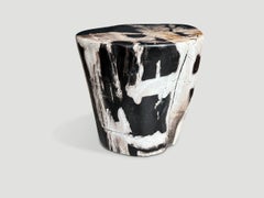Andrianna Shamaris Super Smooth Black and White Tall Side Table or Pedestal