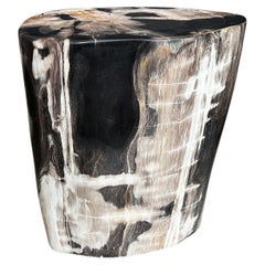 Andrianna Shamaris Super Smooth Black and White Tall Side Table or Pedestal