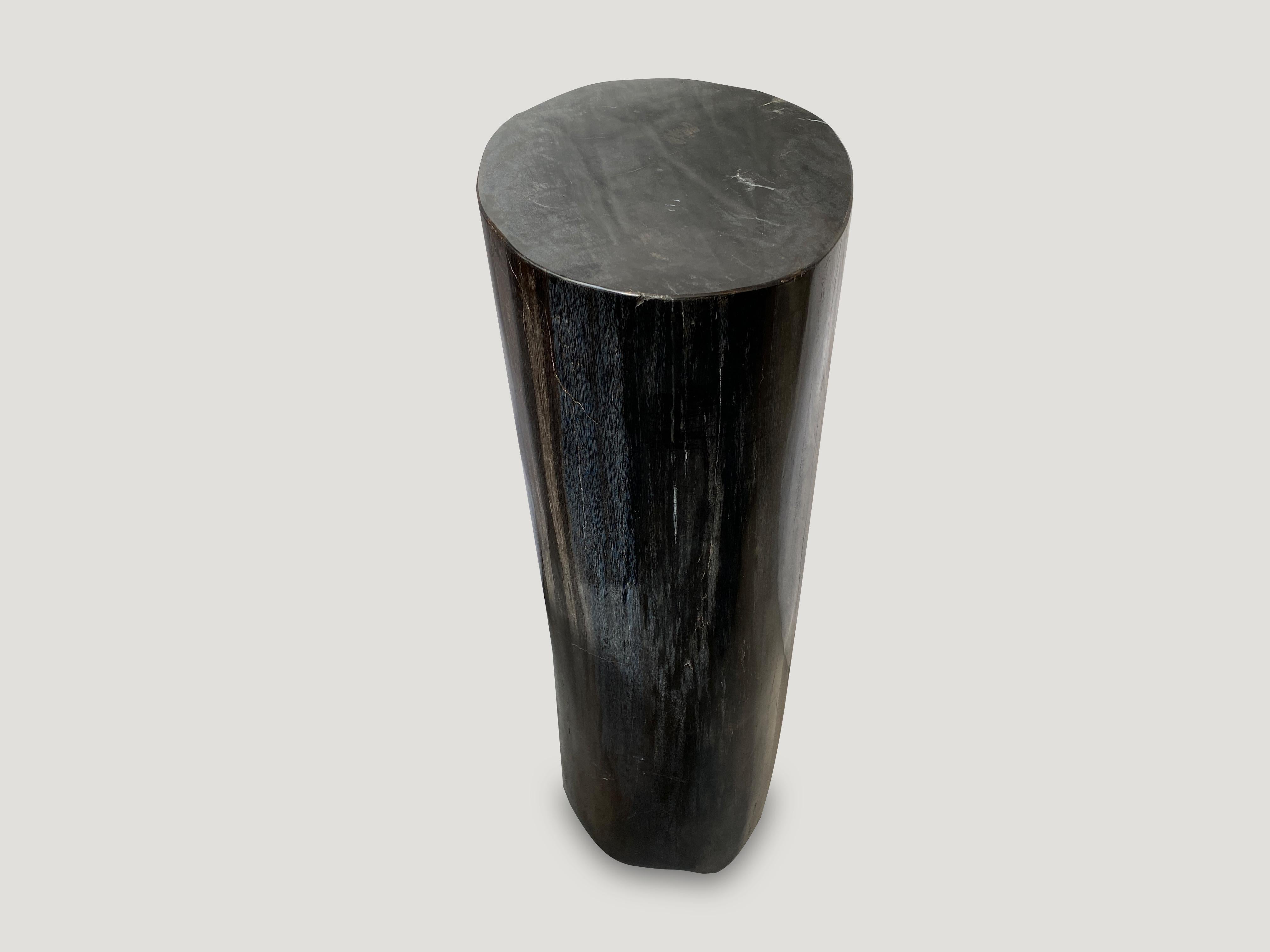 Andrianna Shamaris Super Smooth Column Petrified Wood Pedestal In Excellent Condition For Sale In New York, NY