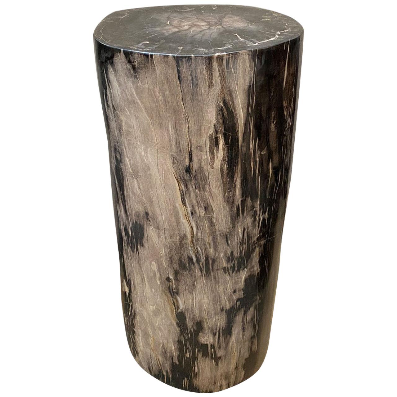 Andrianna Shamaris Super Smooth Column Petrified Wood Pedestal