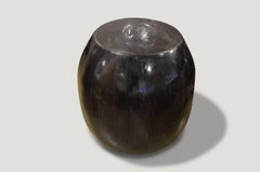 Andrianna Shamaris Super Smooth Drum Shape Petrified Wood Side Table